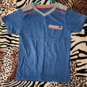 🎉Blue Boy's Short Sleeve Shirt with Pocket, Size: Small
